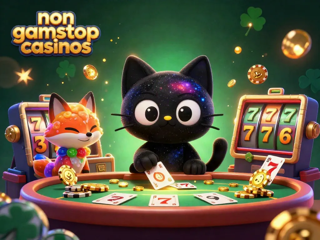 Experience thrilling action at non gamstop casinos with a cosmic casino scene featuring vibrant characters.