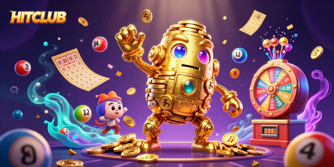 Experience HITCLUB's vibrant gambling scene with golden golems and dynamic lottery elements.