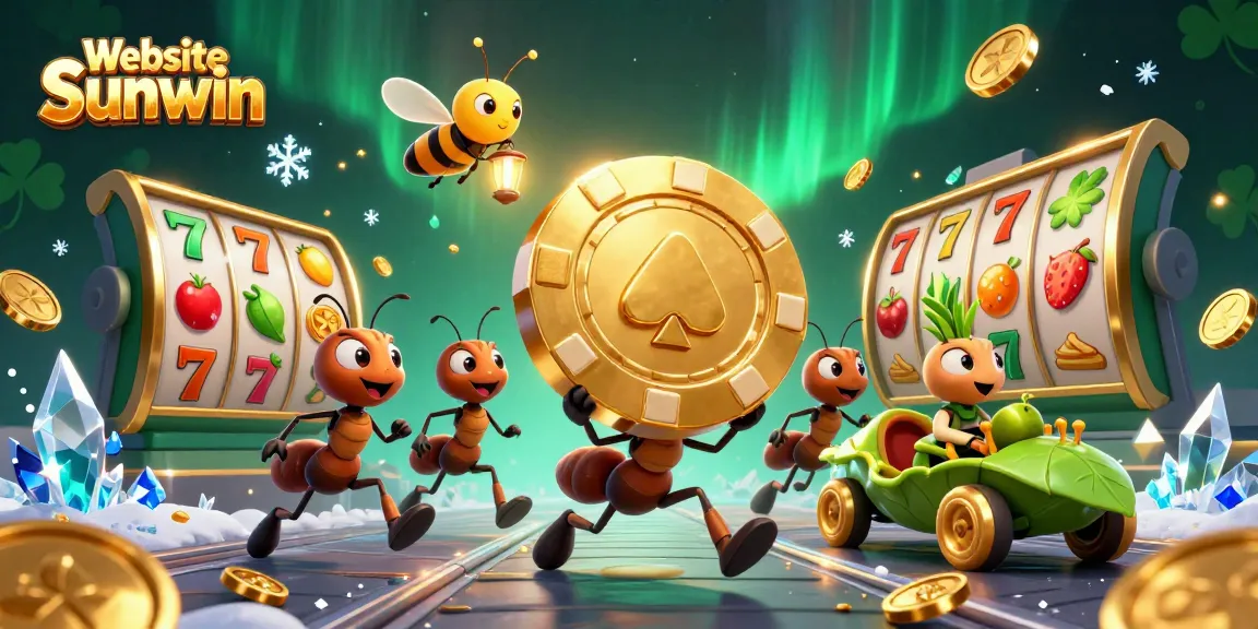 Experience gaming adventures at Website Sunwin with 3D cartoon ants in a vibrant casino heist scene.