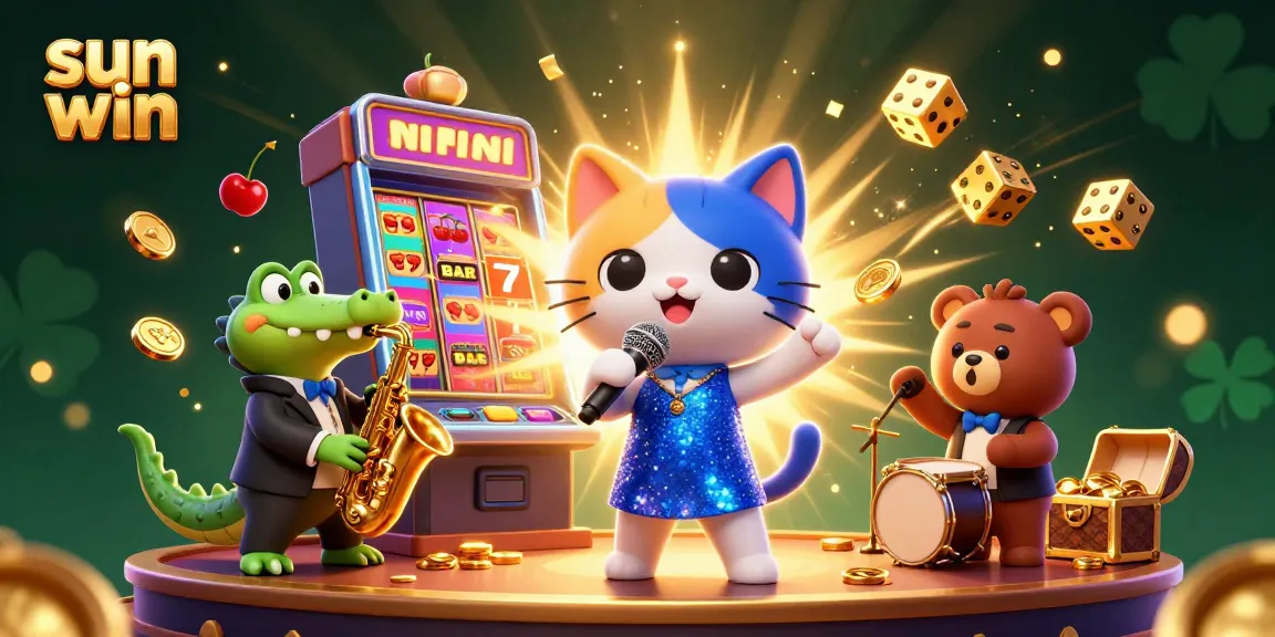 Win big with sun win as the cute jazz singer and band create a magical casino atmosphere.